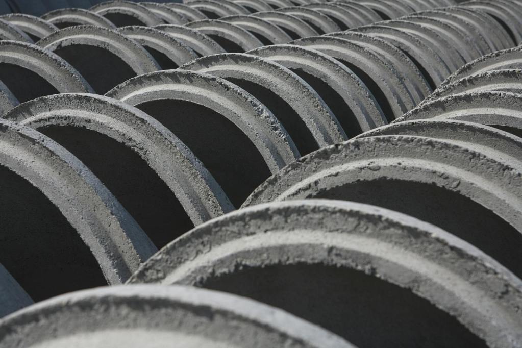 close up of cement blocks in row