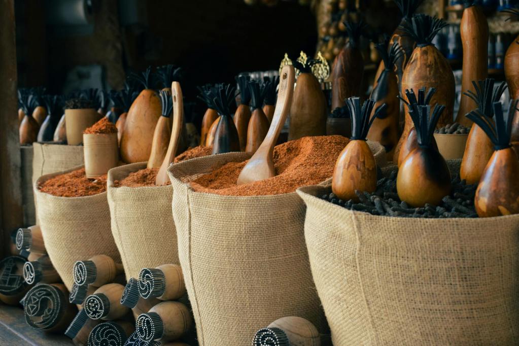 traditional spice market in bukhara uzbekistan